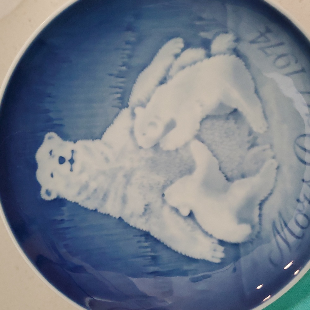 Bing & Grondahl Mother's Day 1974 Decorative Plate Vintage Polar Bears - Picture 4 of 4